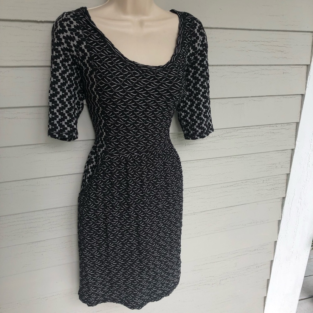 Anthropologie Black and White Knit Dress L